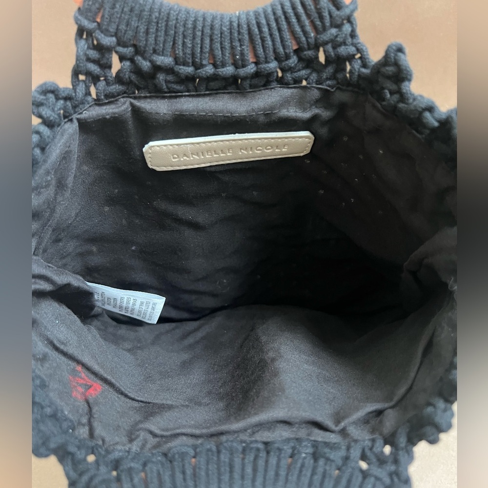Danielle Nicole Black Macrame Fringe Crossbody Ba… - image 6